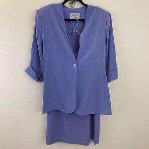 VTG 80s Galleria Sport Periwinkle Matching Skirt and Jacket Set